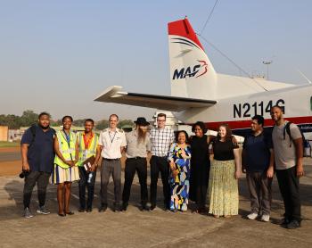 Awakening Ministries International prepare to fly from Conakry to Kissidougou