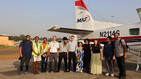 Awakening Ministries International prepare to fly from Conakry to Kissidougou