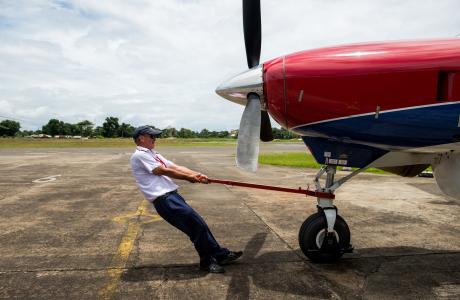 pilot with aircraft