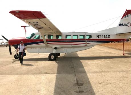 MAF aircraft with pilot at the airport