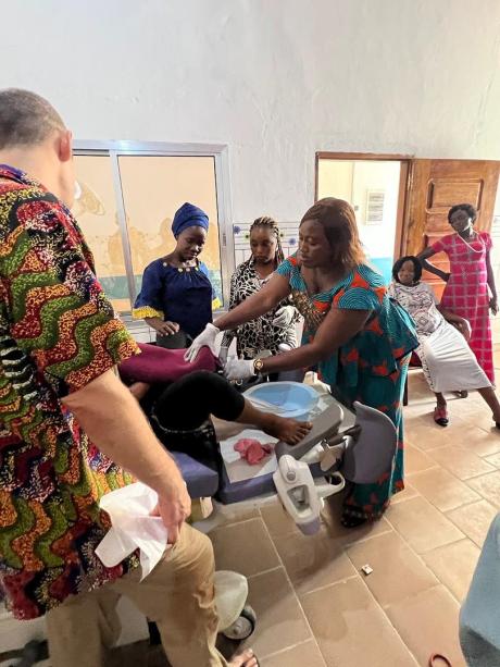 Maternity nurses in training session with Mr Stephen