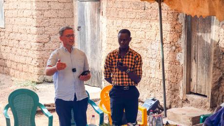 Miika Kopperoinen and Enoch Haba, moment of exhortation